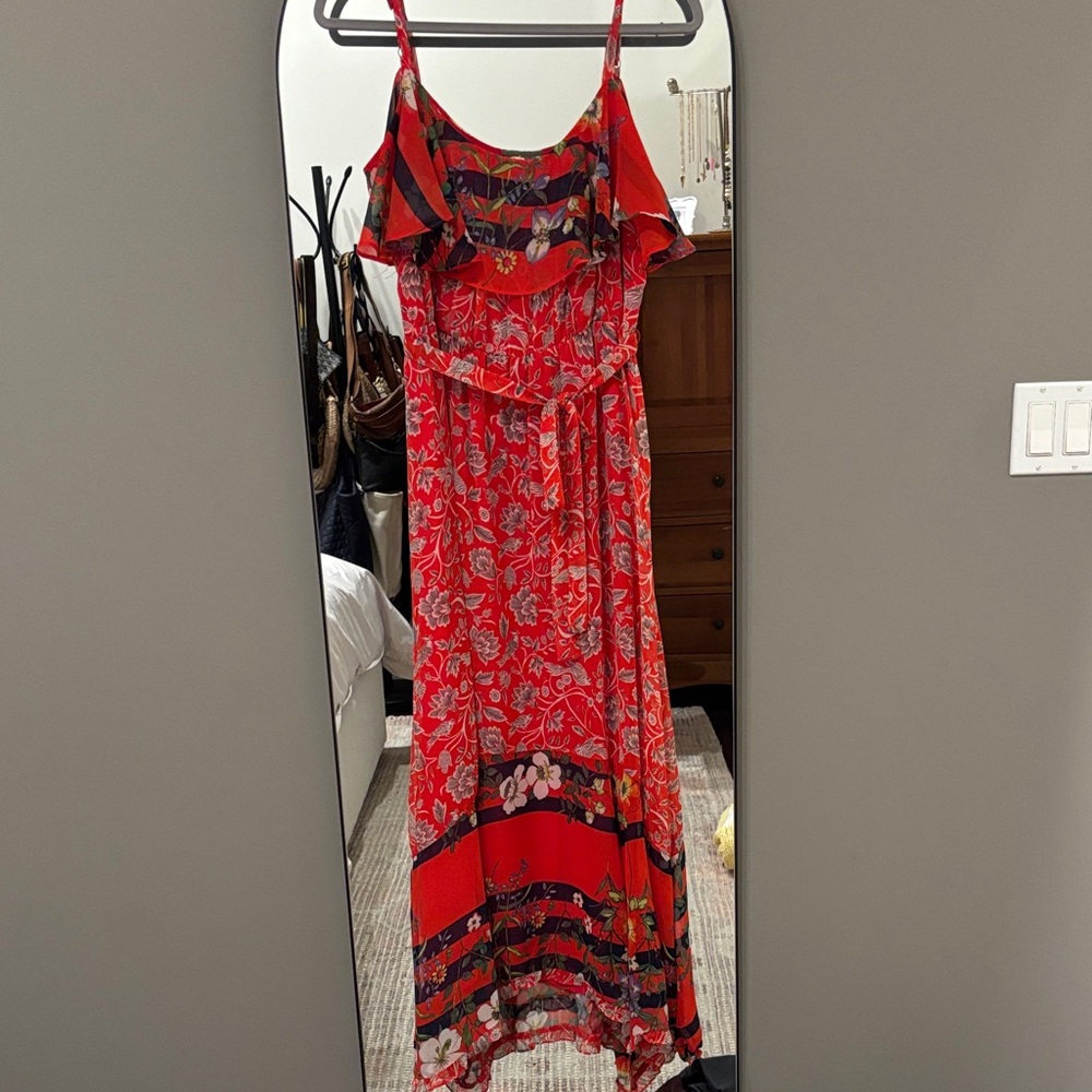 Anthropologie red/orange maxi dress. Size M